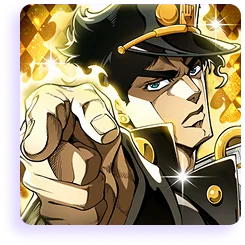 Ikona gry z portretem Jotaro Kujo wskazującego przed siebie na złotym tle.